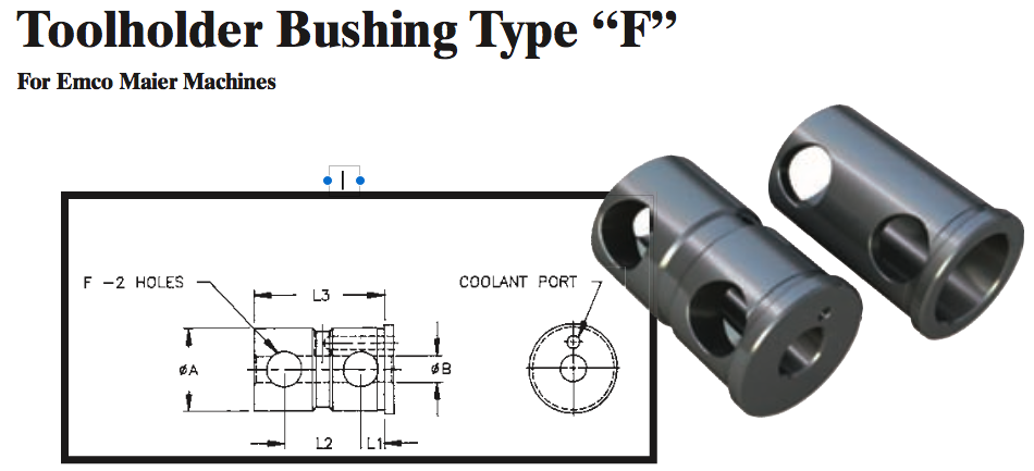 Toolholder Bushing Type ÒFÓ (For Emco Maier Machines) - Part #: CNC86 E86-80F 20mm - Exact Industrial Supply