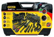 STANLEY® FATMAX® 1/4", 3/8" & 1/2" Drive 179 Piece Matte Black Chrome Mechanic's Tool Set - Exact Industrial Supply