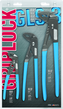 Channellock Griplock Plier Set -- #GLS3; 3 Pieces; Includes: 6"; 10" & 12" - Exact Industrial Supply