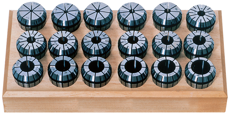 10 Pc. Collet Set - 1/32 to 3/8" - ER16 Style Round Open - Exact Industrial Supply