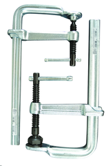 Economy L Clamp - 20" Capacity - 5-1/2" Throat Depth - Heavy Duty Pad - Profiled Rail, Spatter resistant spindle - Exact Industrial Supply