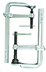Economy L Clamp - 12" Capacity - 5-1/2" Throat Depth - Heavy Duty Pad - Profiled Rail, Spatter resistant spindle - Exact Industrial Supply