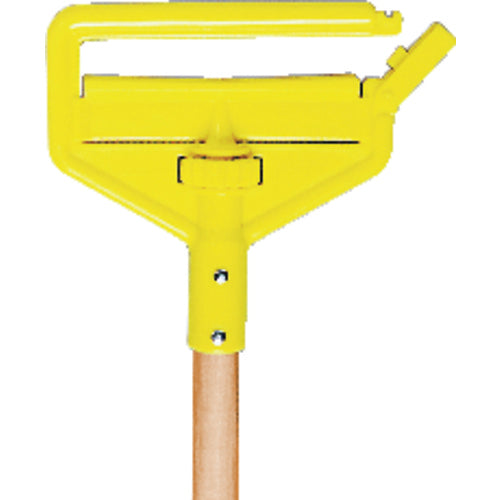 Invader - Side Gate Wet Mop Handle, Large Yellow Plastic Head, Hardwood Handle - Should be used with 5″ headband mops - Exact Industrial Supply