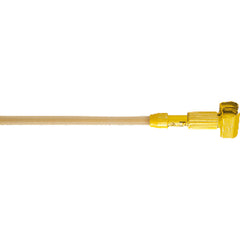 Gripper - Clamp Style Handle - Should be used with 1″ headband mops - Plastic Yellow Head, Hardwood Handle - Exact Industrial Supply