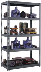 96 x 24 x 84'' - 5-Shelf Boltless Reinforced Shelving Unit (Gray) - Exact Industrial Supply