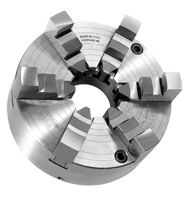 Ajust-Tru+ Universal Chuck - 4" Plain Mount; 6-Jaw; Solid Jaw - Exact Industrial Supply