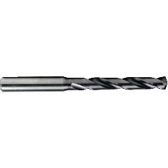 20 mm Dia. × 39/64″ Shank × 101 mm Flute Length × 153 mm OAL, 5xD, TiAlN, 2xD Flute, Coolant Thru, H6 Solid Carbide Drill - Exact Industrial Supply