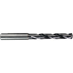 3.3 mm Dia. × 6 mm Shank × 28 mm Flute Length × 66 mm OAL, 5xD, TiAlN, 2xD Flute, Coolant Thru, H6 Solid Carbide Drill - Exact Industrial Supply