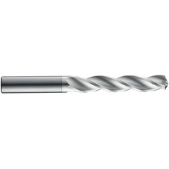3.2 mm Dia. × 6 mm Shank × 28 mm Flute Length × 66 mm OAL, 5xD, 124°, TB, 3 Flute, External, Round Solid Carbide Drill - Exact Industrial Supply