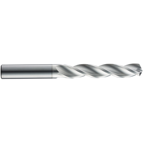 21/64″ Dia. × 10 mm Shank × 61 mm Flute Length × 103 mm OAL, 5xD, 124°, TB, 3 Flute, External, Round Solid Carbide Drill
