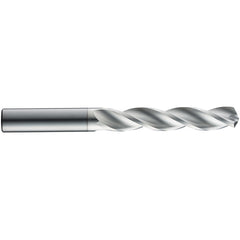 3/8″ Dia. × 10 mm Shank × 61 mm Flute Length × 103 mm OAL, 5xD, 124°, TB, 3 Flute, External, Round Solid Carbide Drill
