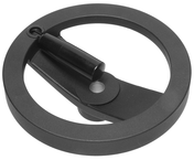 70933, 5 Inch 2 Spoke with Folding Handle Aluminum Powder Coated Hand Wheel with 3/8" Bore - Exact Industrial Supply