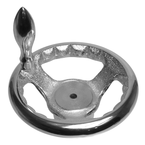 70981, 6" inch spoked cast iron hand wheel with 1/2" bore with chrome steel revolving handle - Exact Industrial Supply