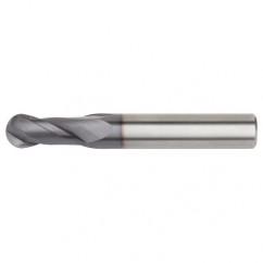 1/4x1/4x3/4x2-1/2 Ball Nose 2FL Carbide End Mill-Round Shank-TiAlN - Exact Industrial Supply