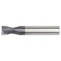 3/8x3/8x1x2-1/2 2FL Square Carbide End Mill-Round Shank-TiAlN - Exact Industrial Supply
