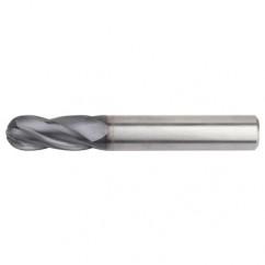 3/16x3/16x3/4x2-1/2 Ball Nose 4FL Carbide End Mill-Round Shank-TiAlN - Exact Industrial Supply