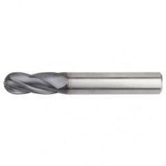 3/16x3/16x3/4x2-1/2 Ball Nose 4FL Carbide End Mill-Round Shank-TiAlN - Exact Industrial Supply