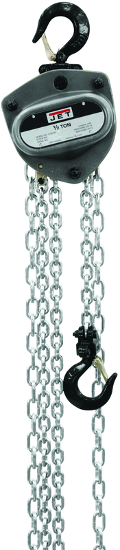 L-100-50WO-15, 1/2 Ton Hand Chain Hoist with 15' Lift & Overload Protection - Exact Industrial Supply