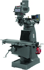 JTM-4VS Mill With ACU-RITE VUE DRO With X-Axis Powerfeed and 6" Riser Block - Exact Industrial Supply