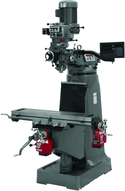 JTM-4VS Mill With 3-Axis Newall DP700 DRO (Quill) With X and Y-Axis Powerfeeds - Exact Industrial Supply