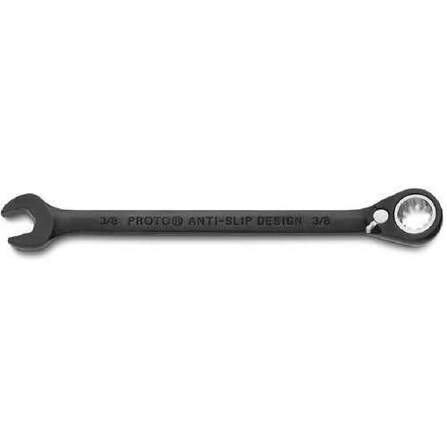 Proto Black Chrome Combination Reversible Ratcheting Wrench 3/8″ - Spline - Exact Industrial Supply