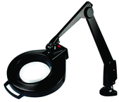 28" Arm 1.75X LED Mag Ben Bench Clamp, Floating Arm Circline - Exact Industrial Supply