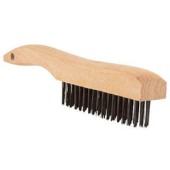 Brush - 4 × 16 Carbon Wire - Wood Handle - Exact Industrial Supply