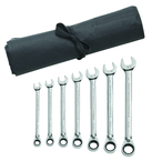 7 Piece - Reversible Combination Ratcheting Wrench Set SAE - Exact Industrial Supply