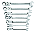 7 Piece - Flex-Head Combination Ratcheting Wrench Set SAE - Exact Industrial Supply