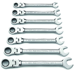 7 Piece - Flex-Head Metric Combination Ratcheting Wrench Set - Exact Industrial Supply