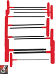 11 Piece - 5/64 - 3/8" T-Handle Style - Ball End Hex Key Set with Cushion Grip - Exact Industrial Supply