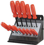 13 Piece - .050 - 3/8" Screwdriver Style - Ball End Hex Driver Set with Stand - Exact Industrial Supply