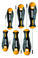6 Piece - T8 - T25 - Torx Tip Ergonic Screwdrivers - Impact-Proof Handle with Hanging Hole - Exact Industrial Supply