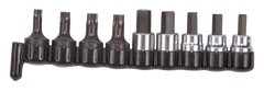 9 Piece - #29150 - 3/8'' Drive - Includes: 1/4; 3/8 Hex; 7; 8; 10mm Hex; T40; T45; T47; T50 Torx - Socket Drive Hex & Torx Bit Set - Exact Industrial Supply