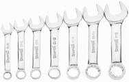 Snap-On/Williams Combination Wrench Set -- 7 Pieces; Chrome 12-Point; Set Includes: 3/8; 7/16; 1/2; 9/16; 5/8; 11/16; 3/4" - Exact Industrial Supply