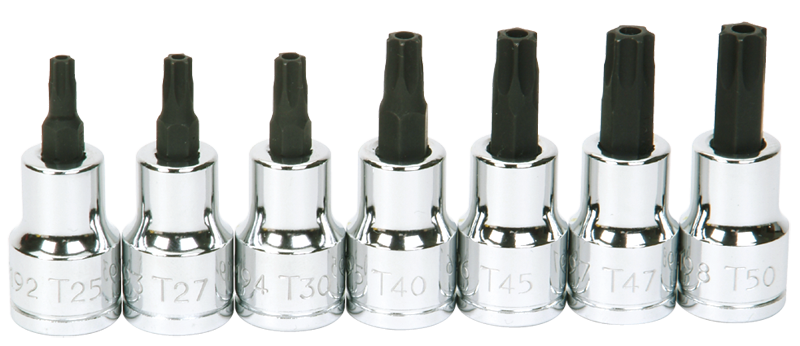 #9319128 - T25; T27; T30; T40; T45; T47; T50 - 3/8" Drive - Socket Drive Torx Bit Set - Exact Industrial Supply