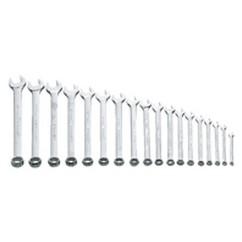 Snap-On/Williams Metric Combination Wrench Set -- 18 Pieces; 12PT Satin Chrome; Includes Sizes: 7; 8; 9; 10; 11; 12; 13; 14; 15; 16; 17; 18; 19; 20; 21; 22; 23; 24mm - Exact Industrial Supply