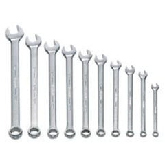 Snap-On/Williams Metric Combination Wrench Set -- 10 Pieces; 12PT Satin Chrome; Includes Sizes: 7; 8; 9; 10; 11; 12; 13; 15; 17mm - Exact Industrial Supply