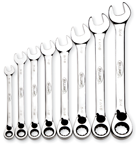 Snap-On/Williams Reverse Ratcheting Wrench Set -- 8 Pieces; 12PT Chrome Plated; Includes Sizes: 5/16; 3/8; 7/16; 1/2; 9/16; 5/8; 11/16; 3/4"; 5° Swing - Exact Industrial Supply