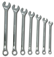 Snap-On/Williams Fractional Combination Wrench Set -- 7 Pieces; 12PT Satin Chrome; Includes Sizes: 3/8; 7/16; 1/2; 9/16; 5/8; 11/16; 3/4" - Exact Industrial Supply