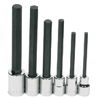 6 Piece - 1/4; 5/16; 3/8; 1/2; 9/16; 5/8" - 1/2" Drive - Hex Bit Socket Set - Exact Industrial Supply