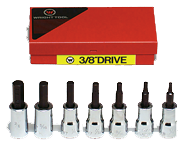 7 Piece - 1/8; 5/32; 3/16; 7/32; 1/4; 5/16; 3/8" - 3/8" Drive - Hex Bit Set - Exact Industrial Supply