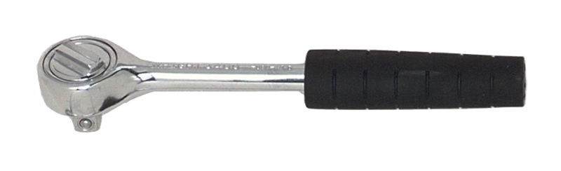 7-1/32" OAL - 3/8'' Drive - Round Head - Reversible Ratchet - Comfortable Grip Handle - Exact Industrial Supply