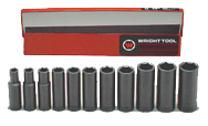 11 Piece - #412 - 3/8 to 1" - 1/2'' Drive - 6 Point - Deep Impact Socket Set - Exact Industrial Supply