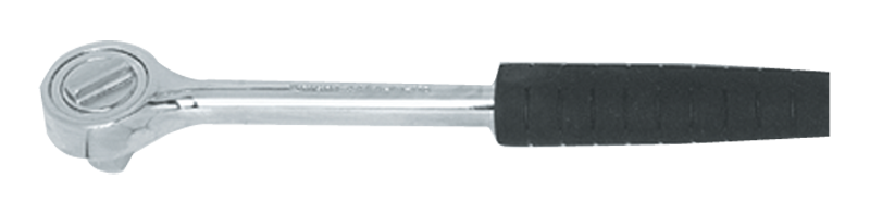 10-1/2" OAL - 1/2'' Drive - Round Head - Reversible Ratchet - Comfortable Grip Handle - Exact Industrial Supply