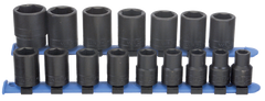 16 Piece - #466 - 10 to 27mm - 1/2'' Drive - 6 Point - Metric Impact Socket Set - Exact Industrial Supply