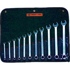 Wright Tool Fractional Combination Wrench Set -- 11 Pieces; 12PT Chrome Plated; Includes Sizes: 3/8; 7/16; 1/2; 9/16; 5/8; 11/16; 3/4; 13/16; 7/8; 15/16; 1"; Grip Feature - Exact Industrial Supply