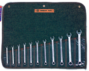 Wright Tool Metric Combination Wrench Set -- 11 Pieces; 12PT Chrome Plated; Includes Sizes: 7; 8; 9; 10; 11; 12; 13; 14; 15; 17; 19mm - Exact Industrial Supply