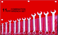 11 Piece - 12 Point - 6; 8; 9; 10; 11; 12; 13; 15; 17; 18; 19mm - Metric Combination Wrench Set - Exact Industrial Supply