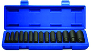 15 Piece - 11 to 32mm - 1/2" Drive - Metrid Deep Impact Socket SEt - Exact Industrial Supply